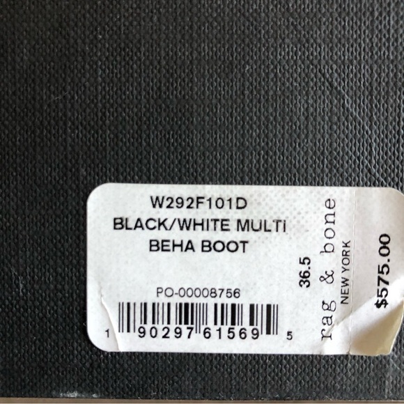 Rag & Bone Beha Boot Snake Print Black White Size 6.5 - Picture 10 of 15